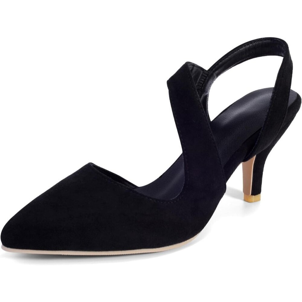 🆕Rhinestone Kitten Black Low Heel Sparkly Pumps for Women Dressy Wedding Shoes